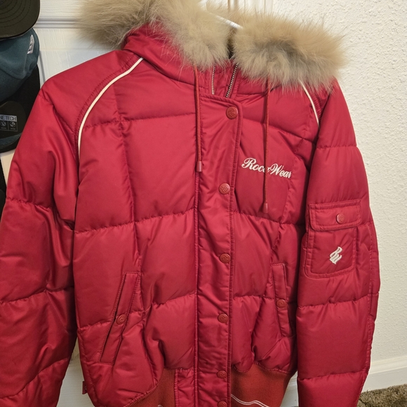 Rocawear Jackets & Blazers - Rocawear Red Puffer Jacket with Fur Trim